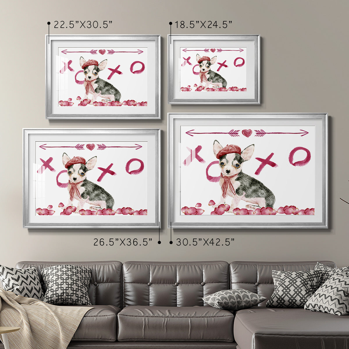 Puppy Valentine Collection A - Modern Framed Art Print