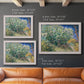 Impressionist lilac flower painting by Vincent van Gogh in an ornate weathered white frame shown in multiple size options.