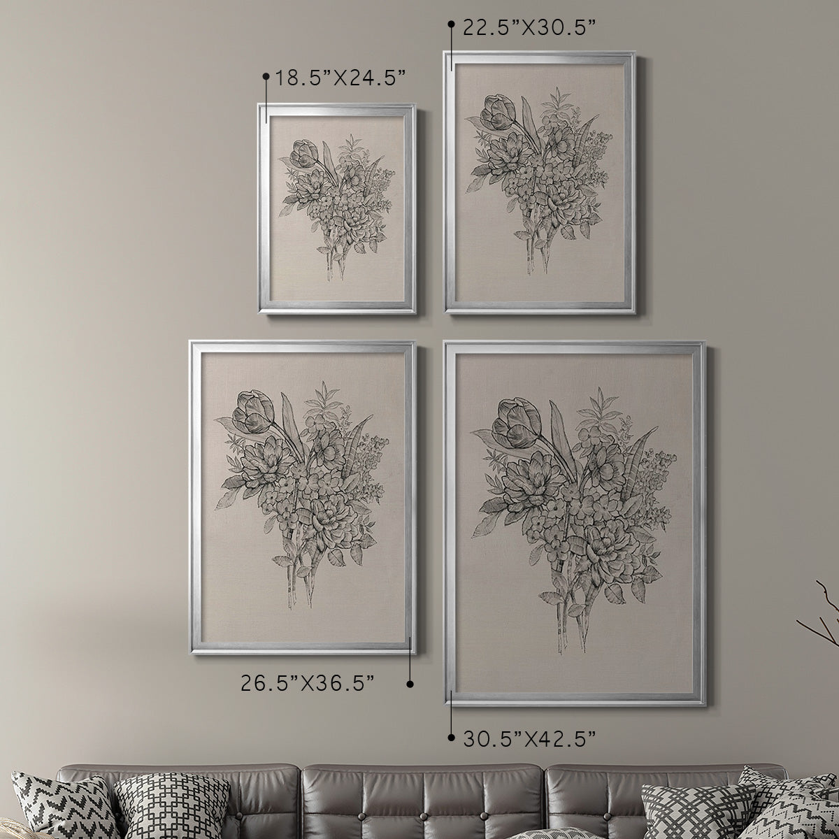 Floral Bouquet I - Modern Framed Canvas Print