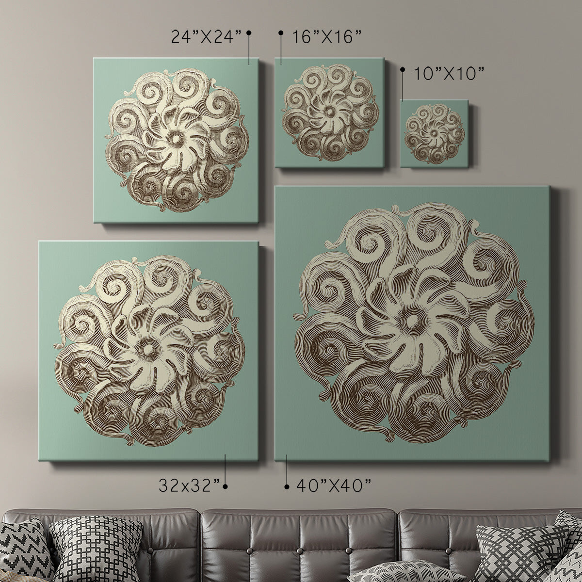 CKd Celadon&Mocha Rosette I (NC) - Canvas Art Print