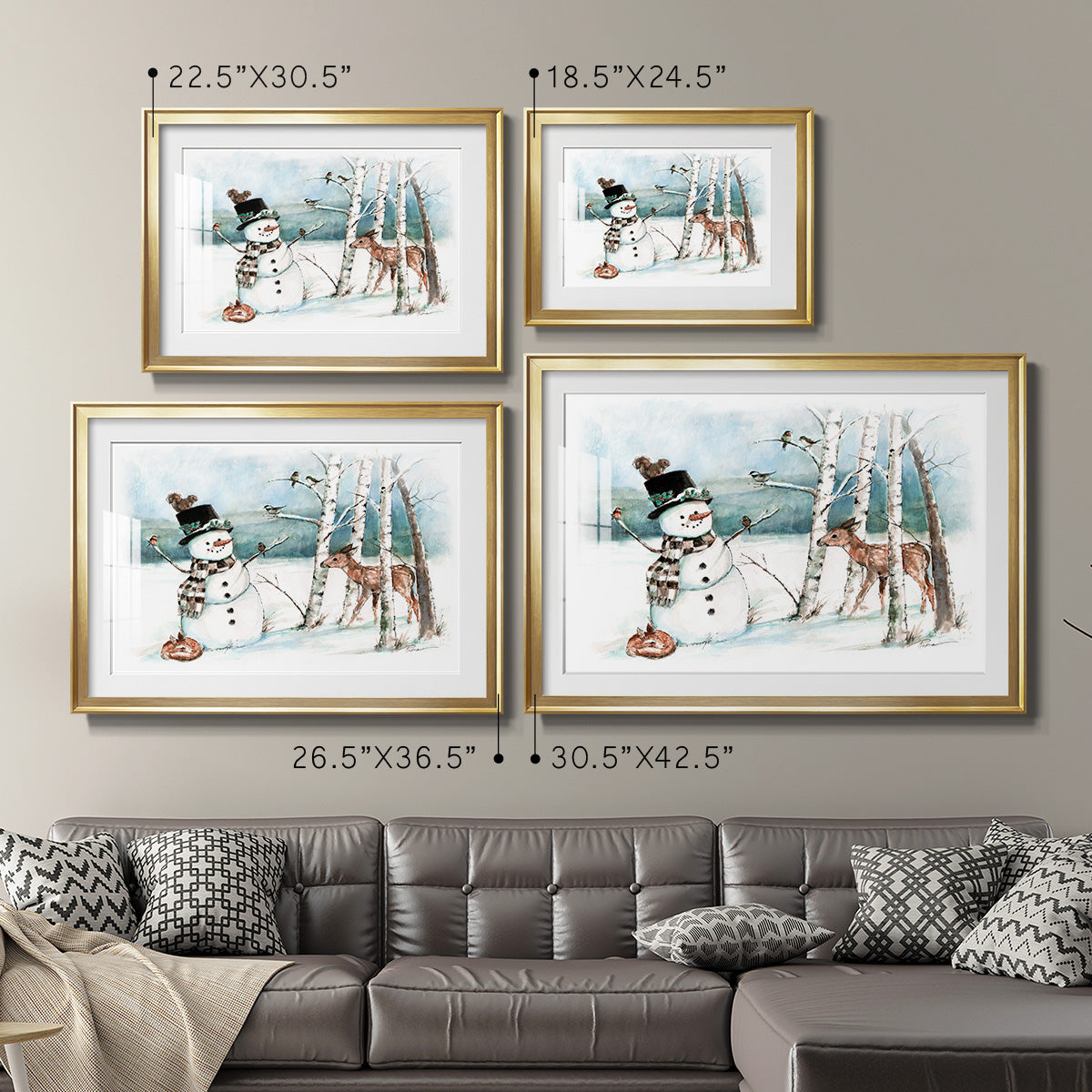 Snow Friends - Modern Framed Art Print