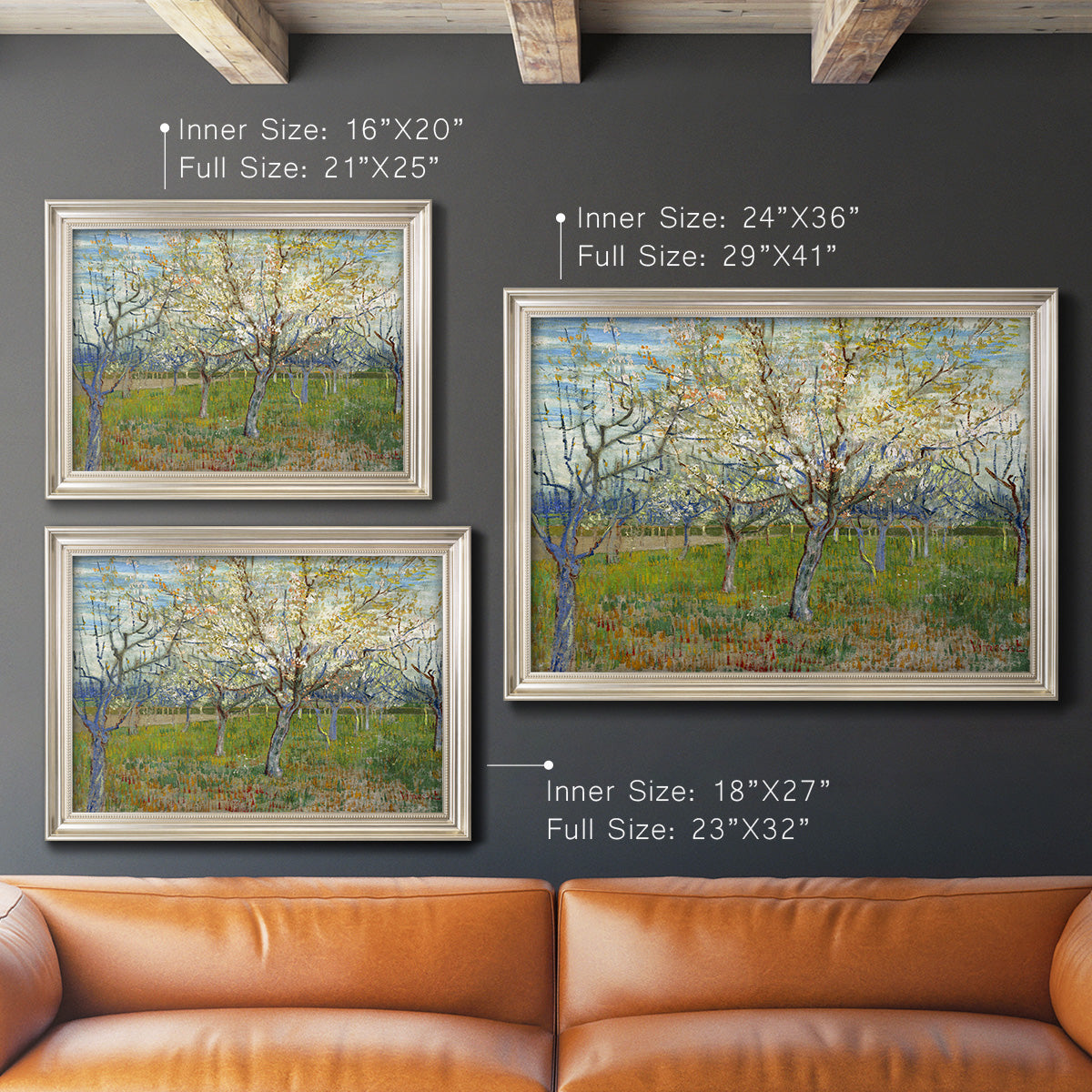 Orchard With Blossoming Apricot Trees - Ornate Framed Canvas Print