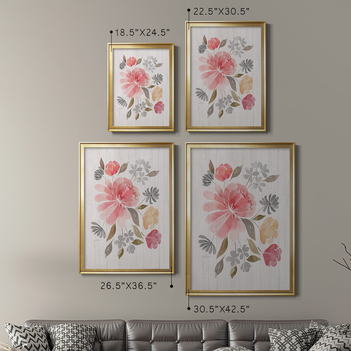 Loose Peonies I - Modern Framed Canvas Print