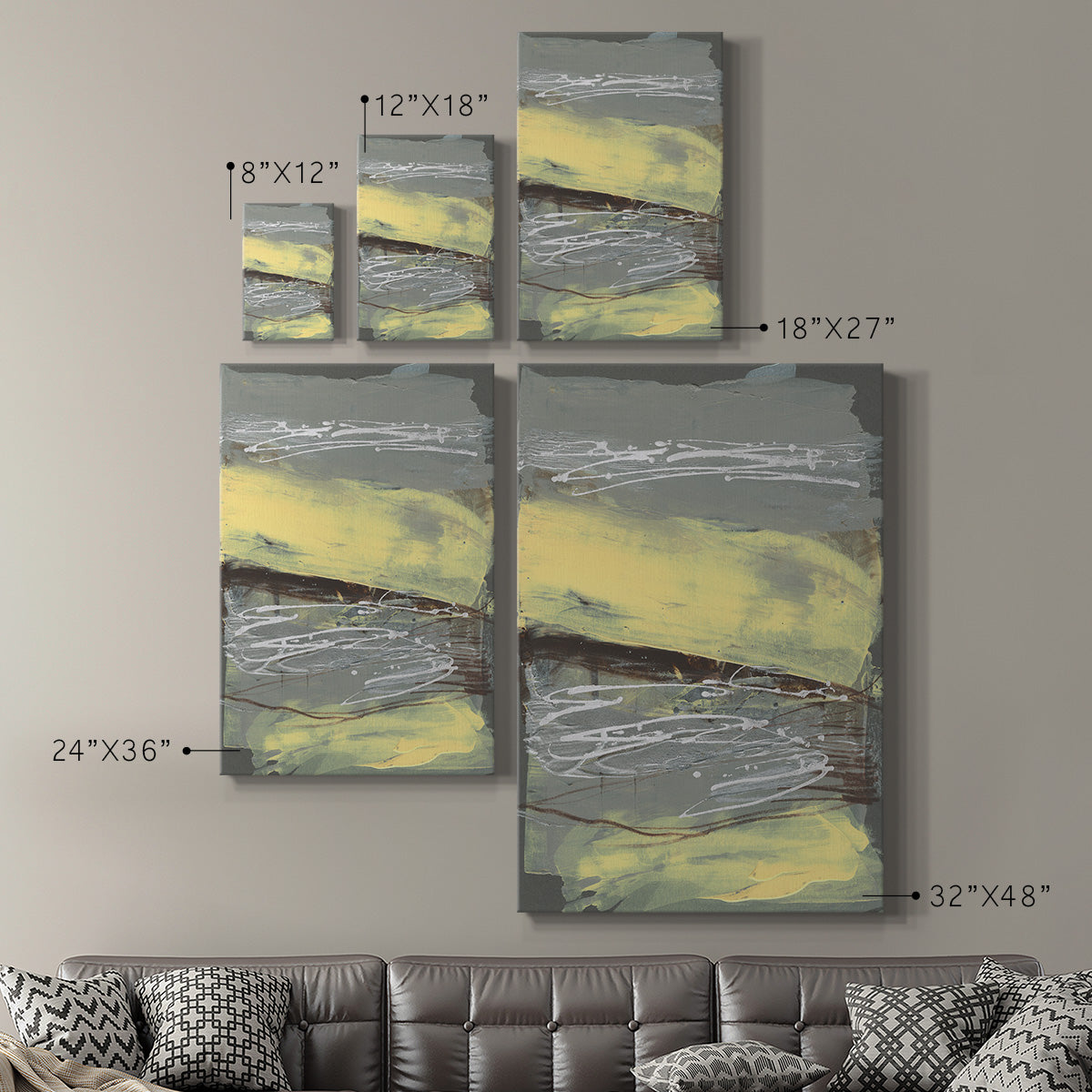 Lemon & Silver Swipe II Premium Gallery Wrapped Canvas - Ready to Hang