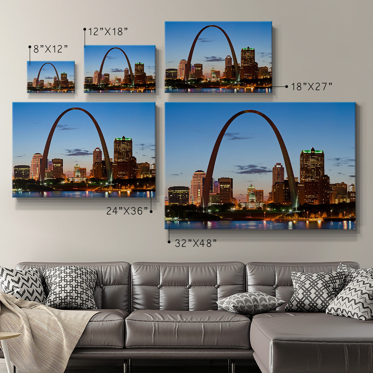 St. Louis downtown with Gateway Arch Premium Gallery Wrapped Canvas - Ready to Hang