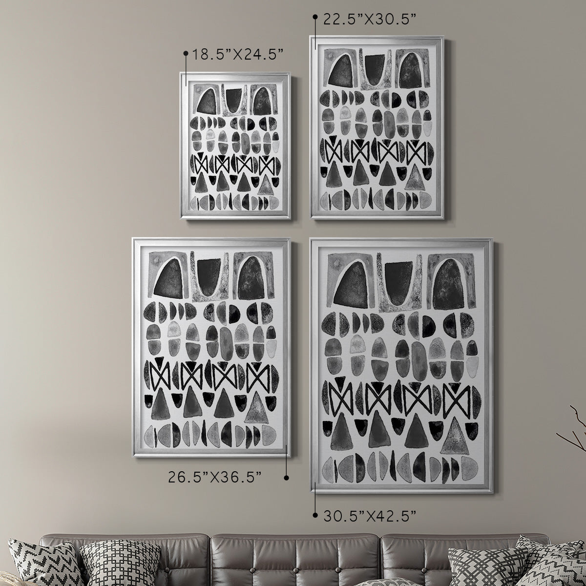 Grey Arches I - Modern Framed Canvas Print