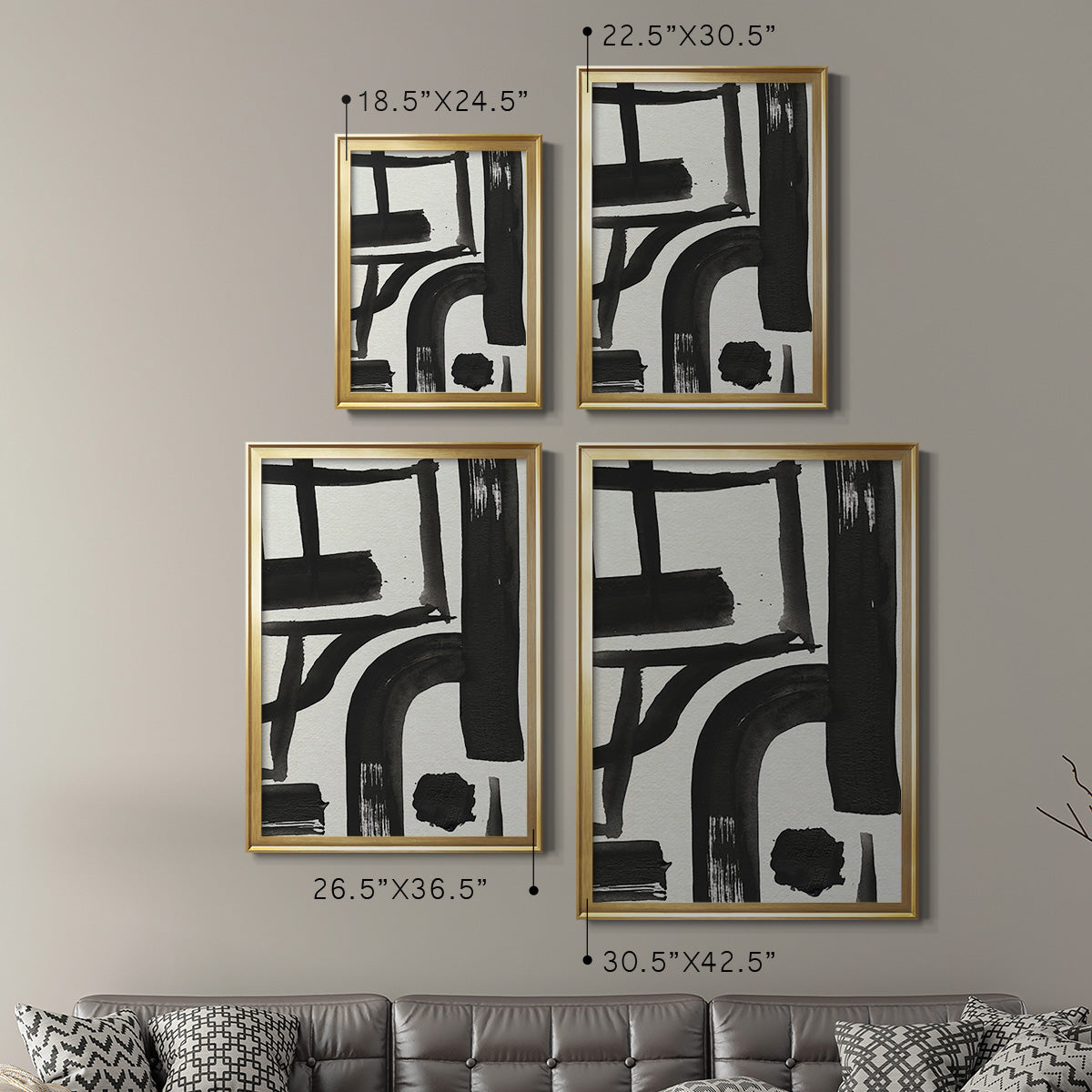 Inkwell Intersect I - Modern Framed Canvas Print