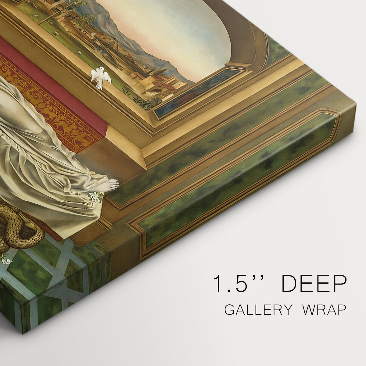 Canvas art print of a solitary figure standing in interior space with contemplative expression, highlighting texture and gallery-wrapped edges