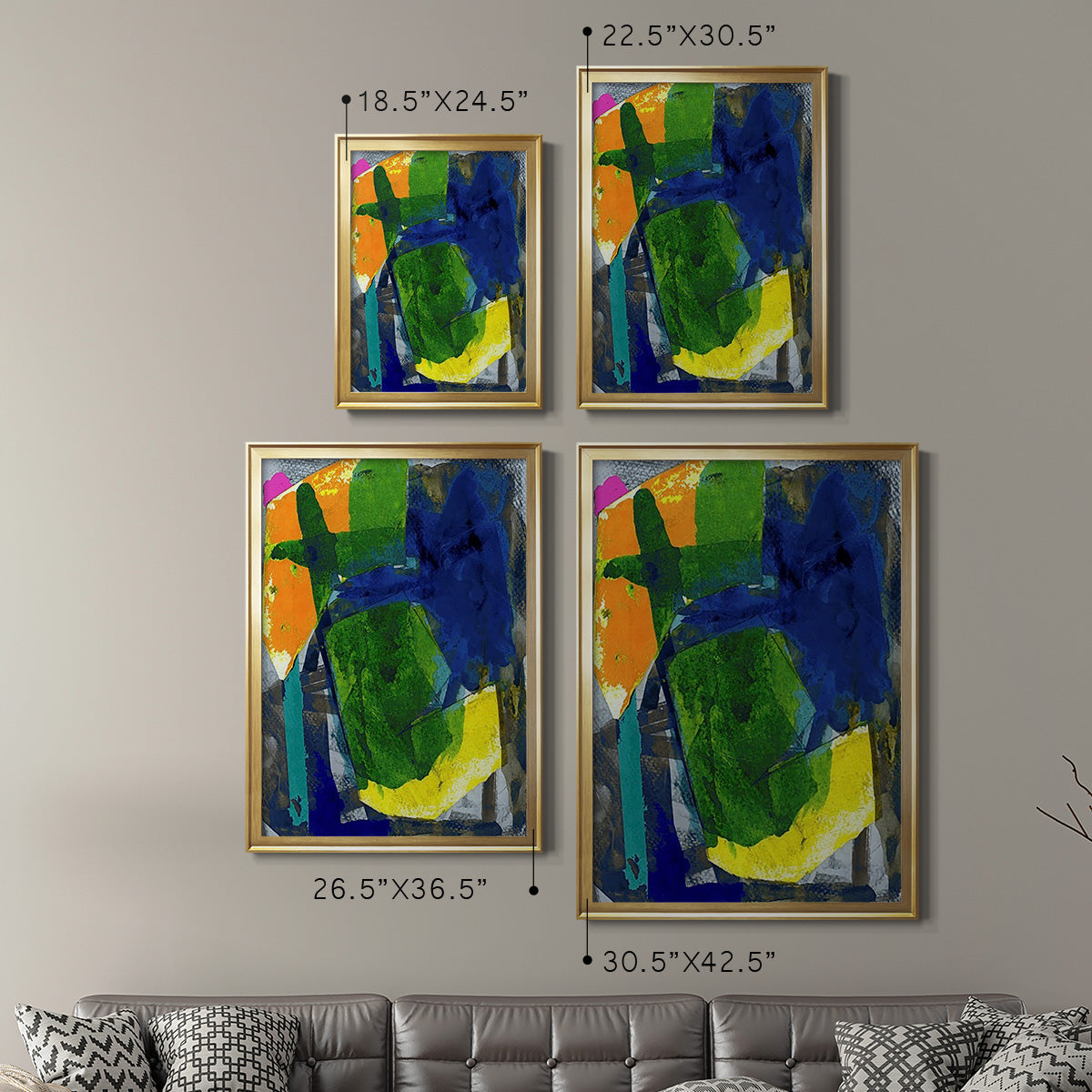 Brights Strokes I - Modern Framed Canvas Print