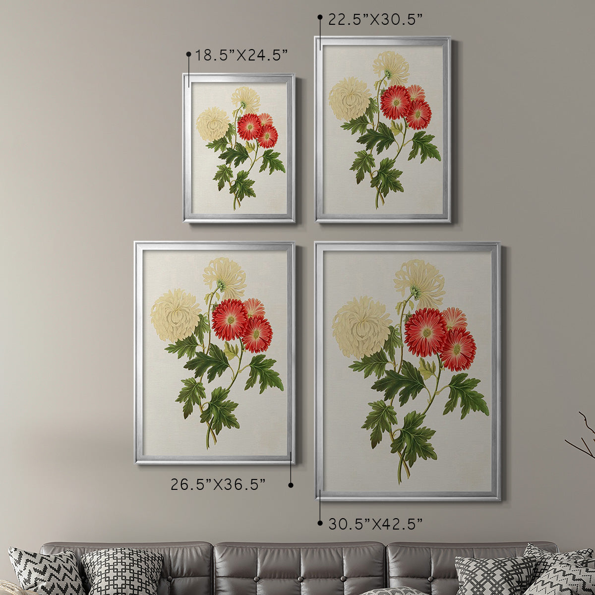 Flowers of the Seasons I - Modern Framed Canvas Print