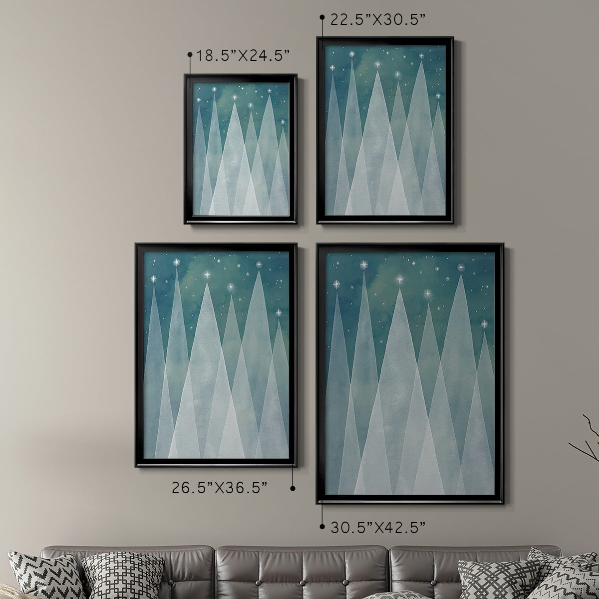 Mod Evergreens II - Modern Framed Canvas Print