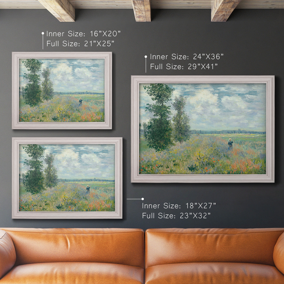 Poppy Field, Argenteuil - Ornate Framed Canvas Print