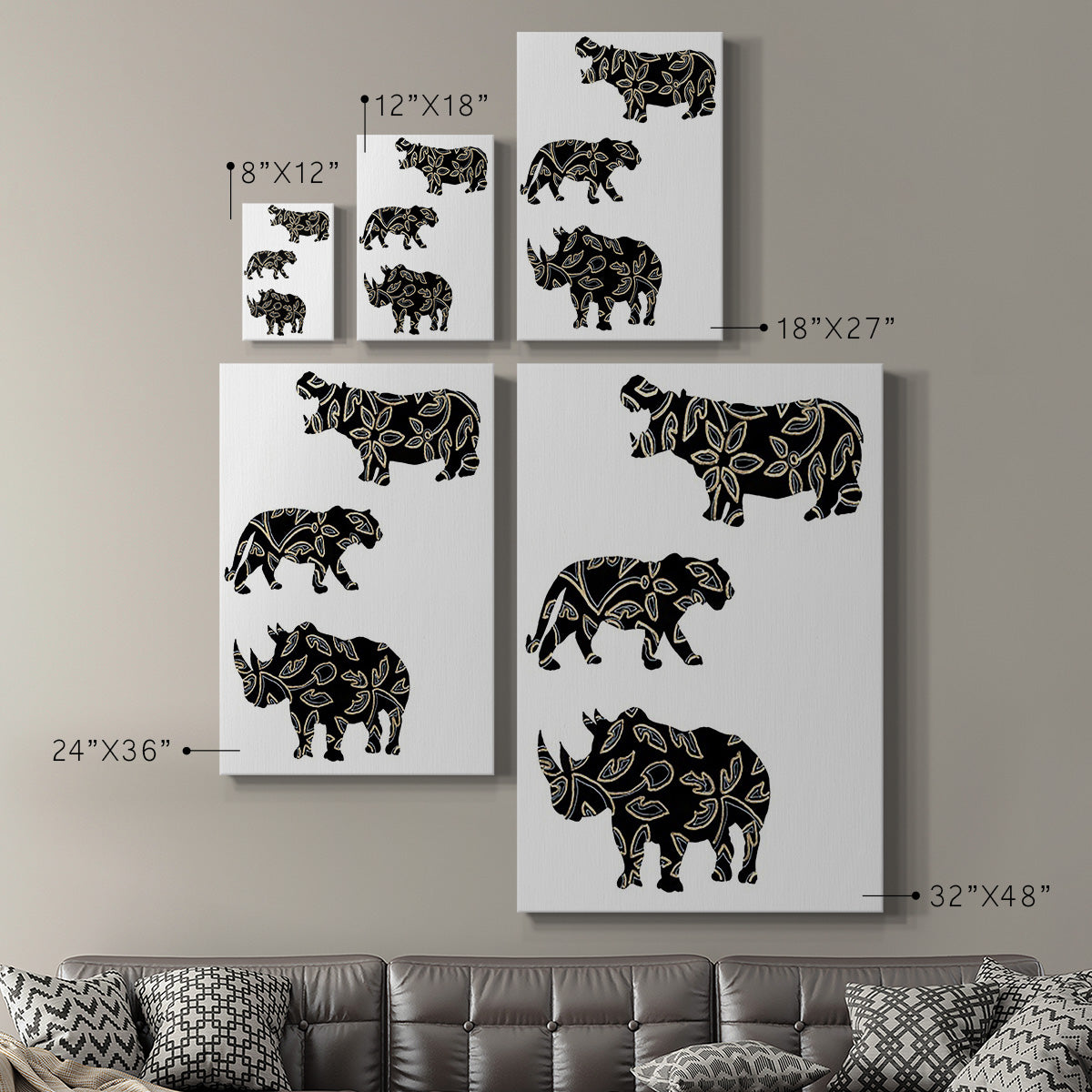 Ornamental Safari Animals II - Canvas Art Print