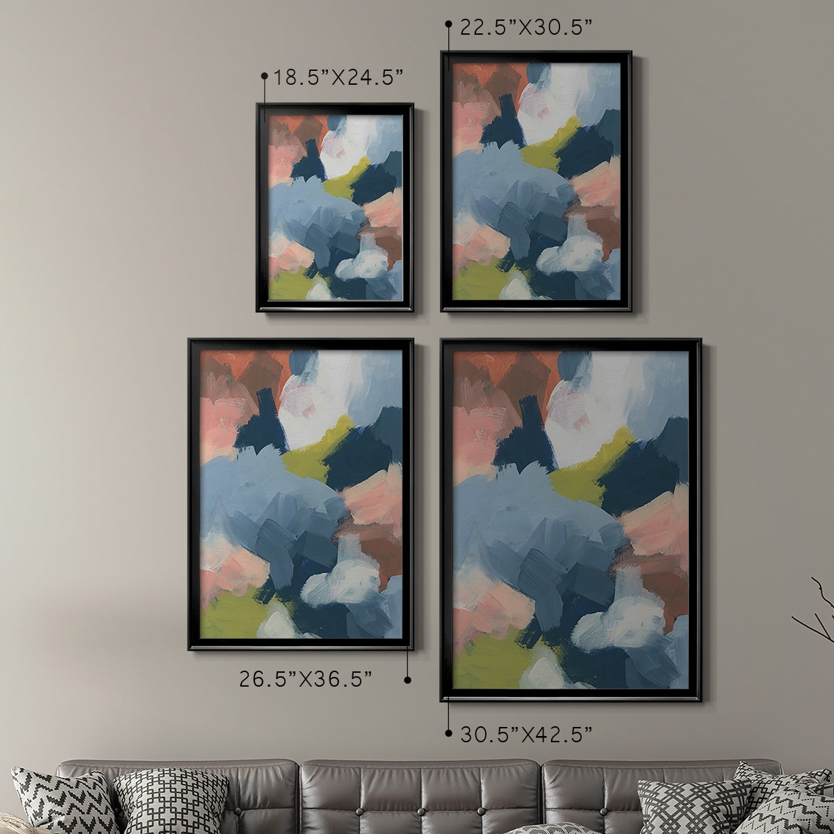 Soft Indigo Atmosphere I - Modern Framed Canvas Print