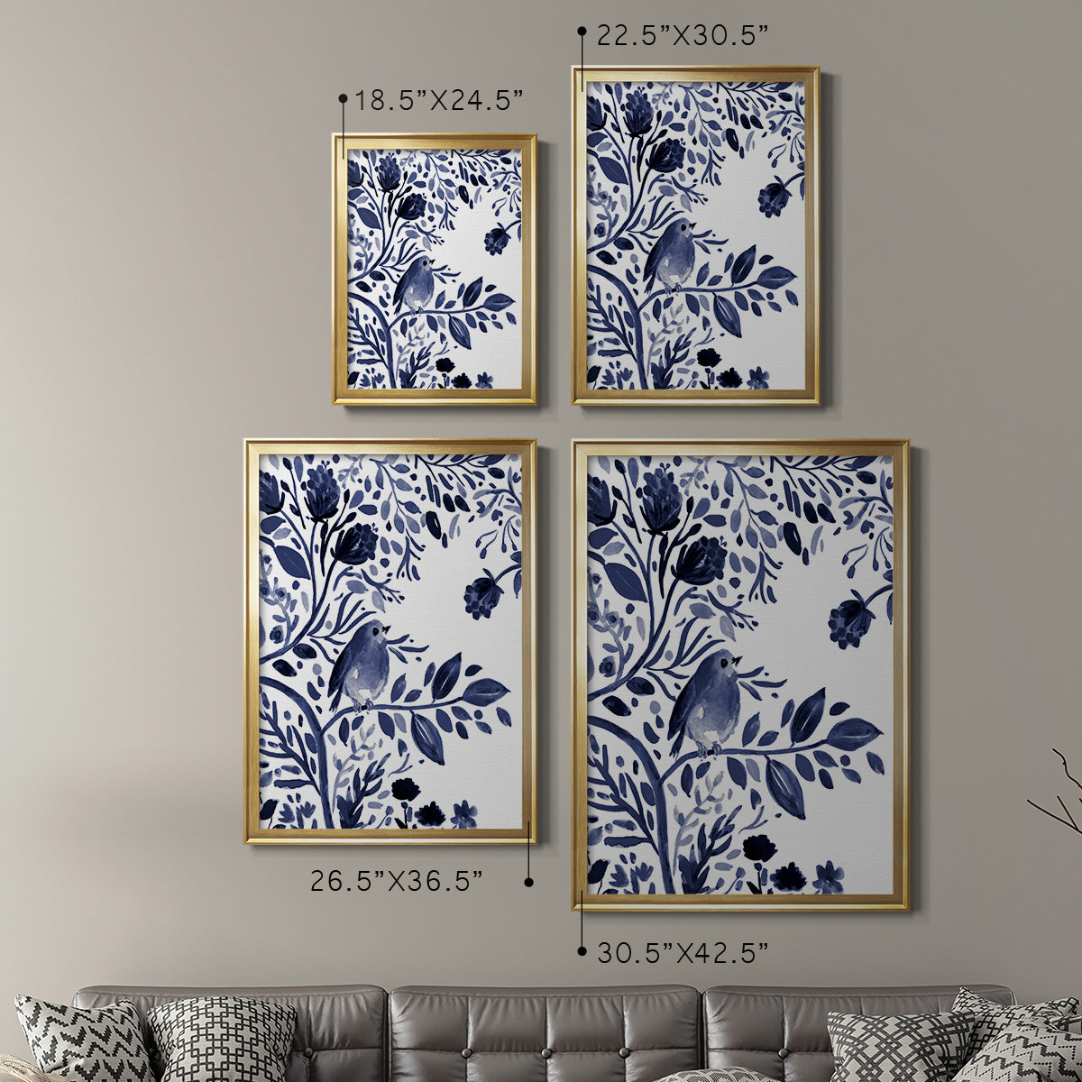 Indigo Song I - Modern Framed Canvas Print
