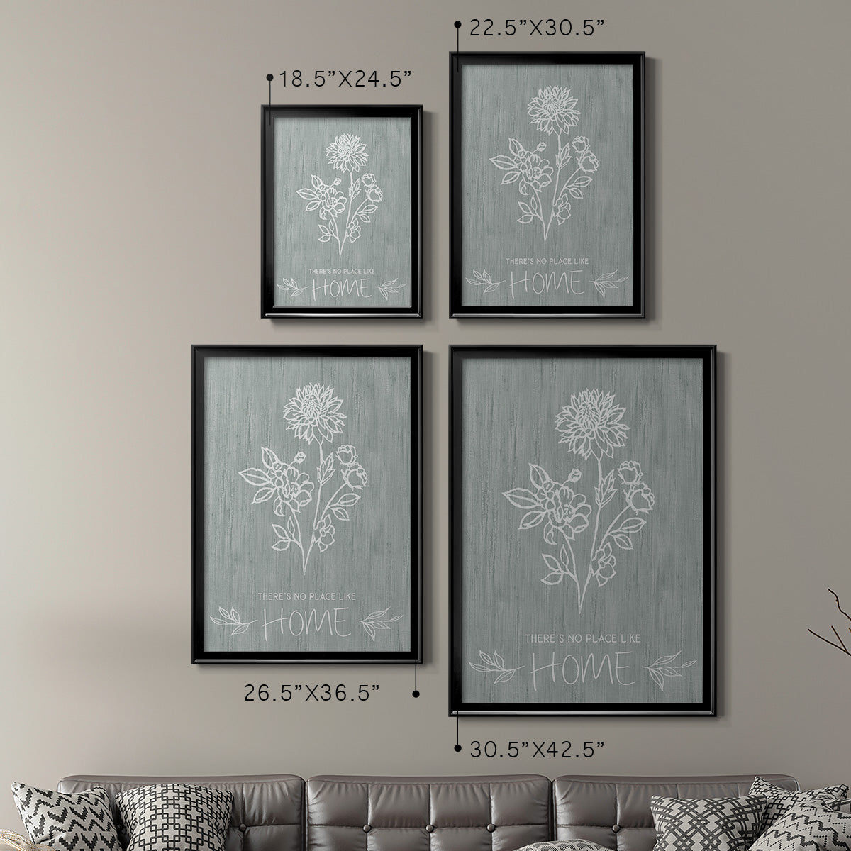 No Place Like Home Sketch - Modern Framed Canvas Print