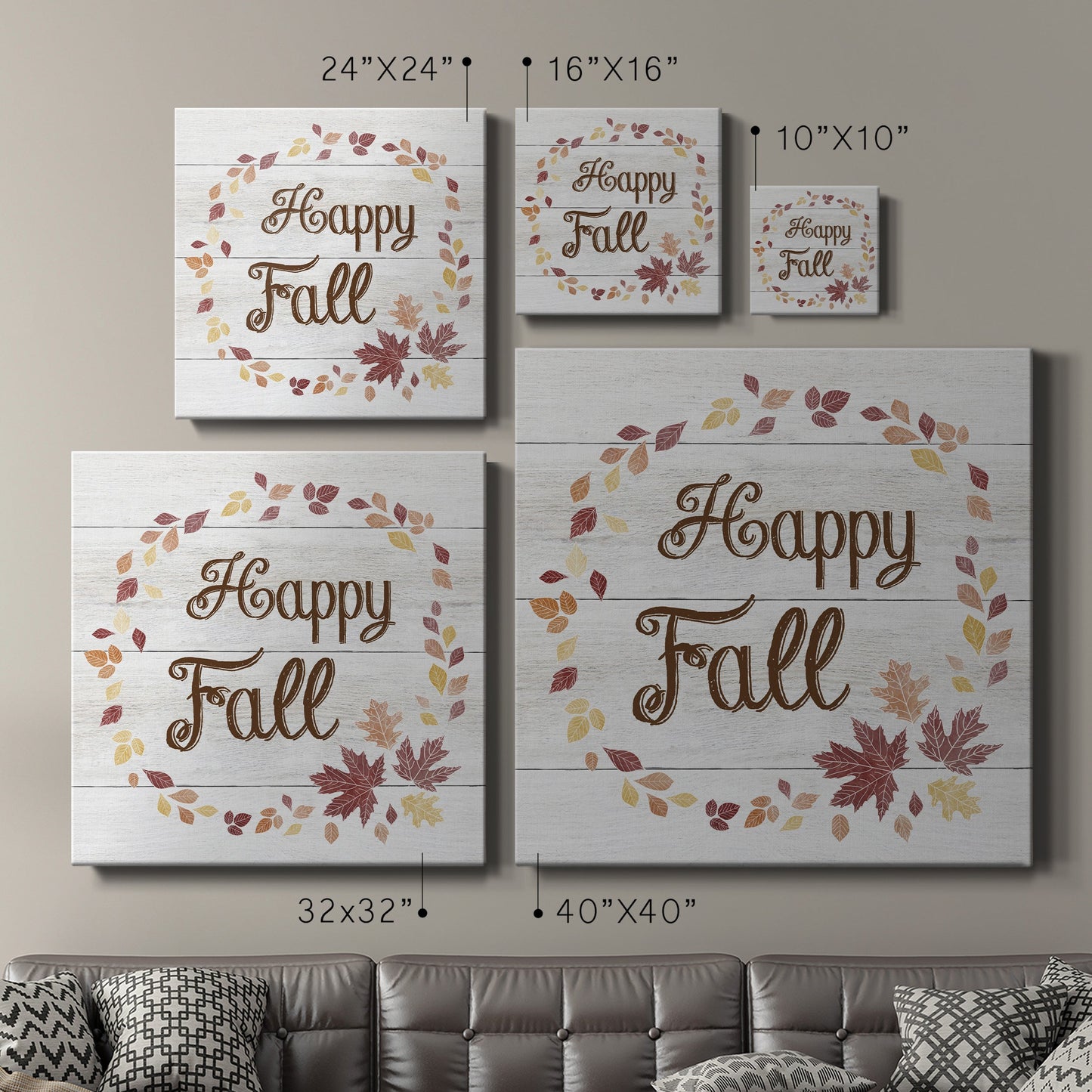 Happy Fall Wreath -Premium Gallery Wrapped Canvas - Ready to Hang