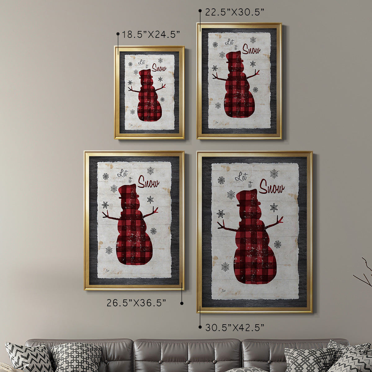 Checkered Snowman I - Modern Framed Canvas Print