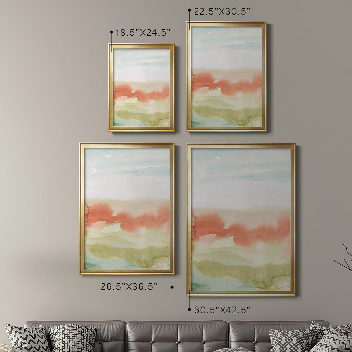 Blushing Sunrise I - Modern Framed Canvas Print