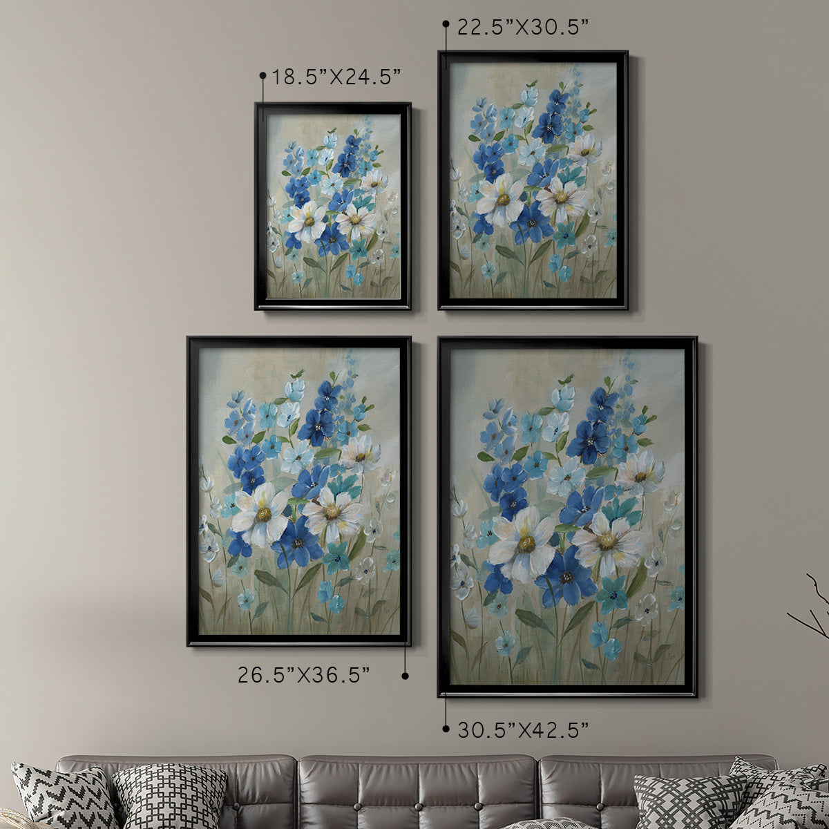 Blue Garden II - Modern Framed Canvas Print