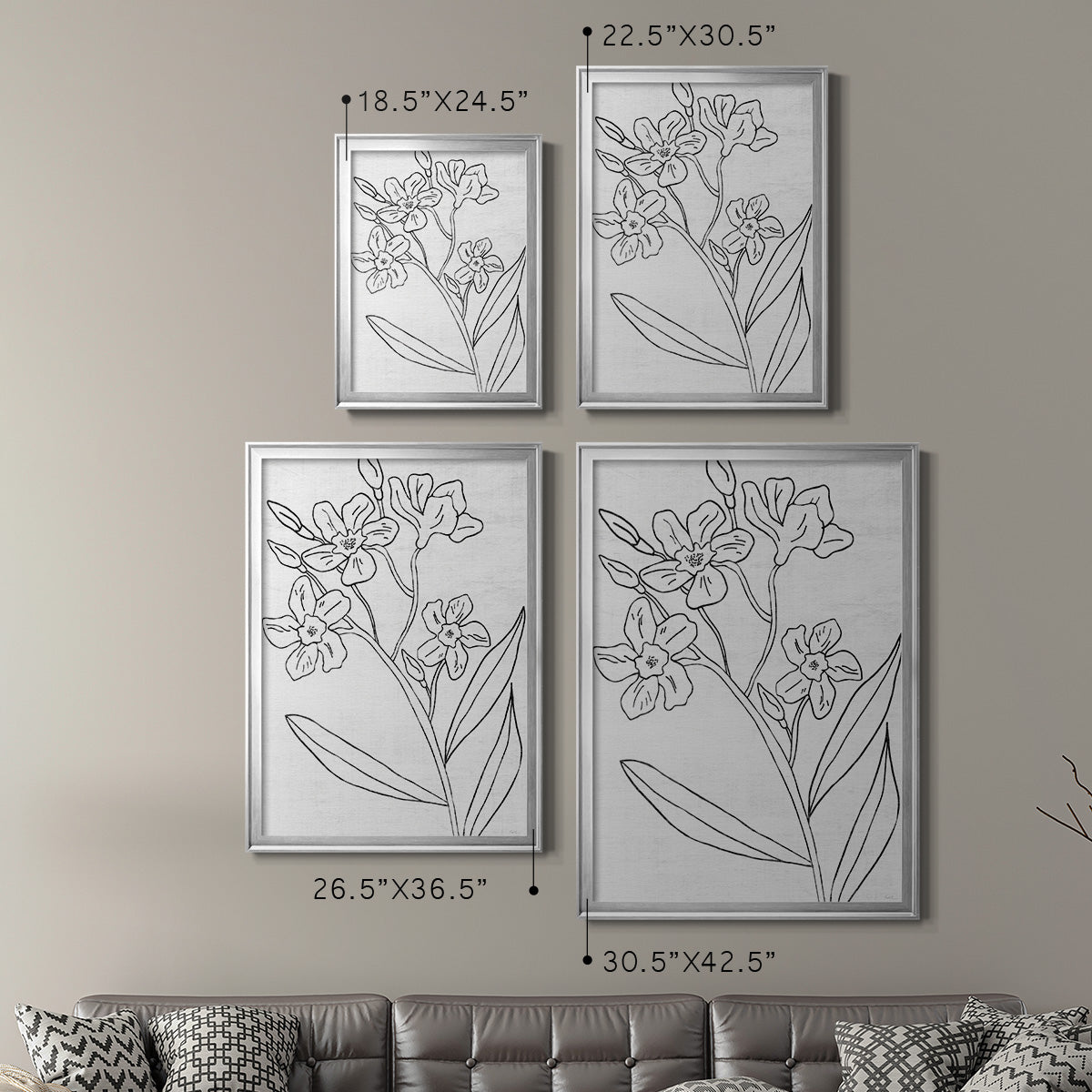 Botanical Sketch II - Modern Framed Canvas Print