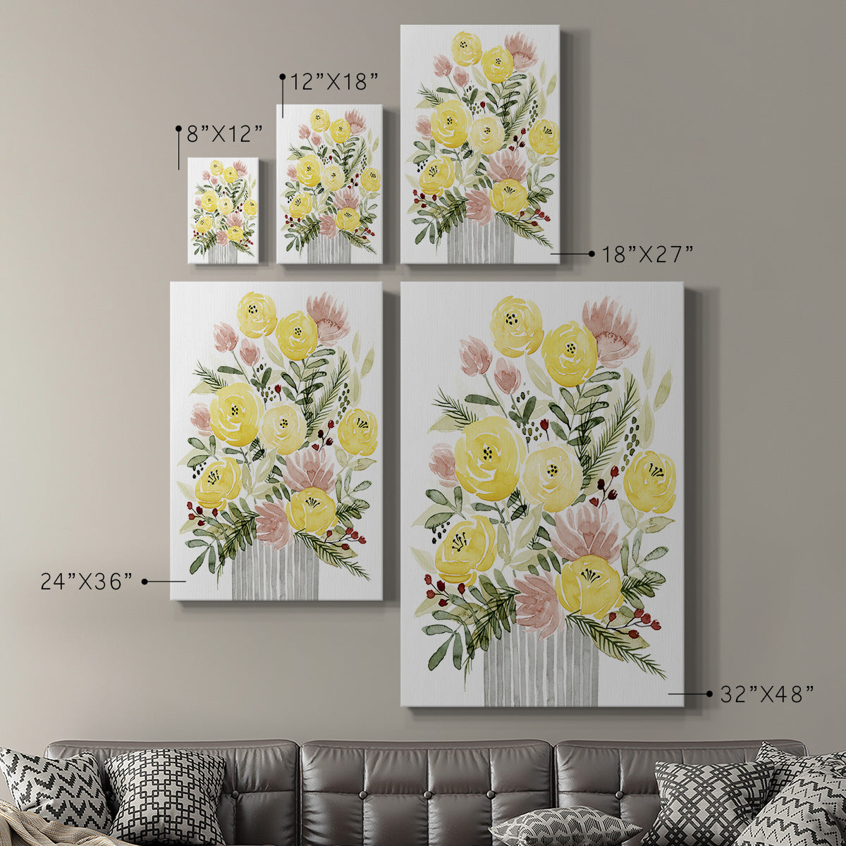 Blush Bouquet I Premium Gallery Wrapped Canvas - Ready to Hang