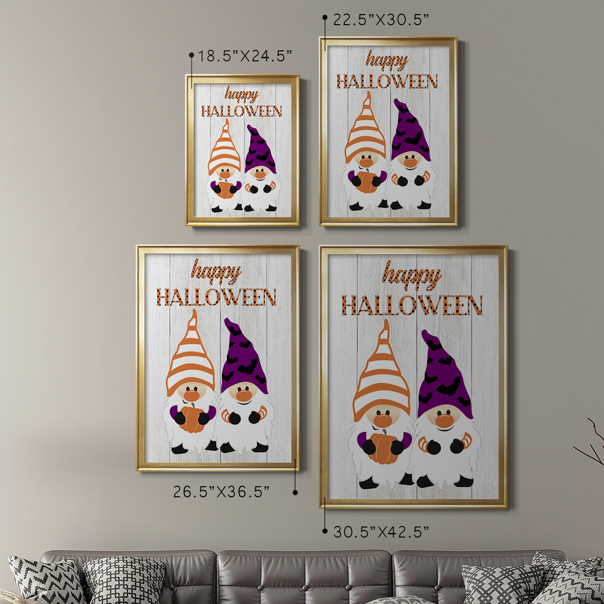 Halloween Gnomes - Modern Framed Canvas Print