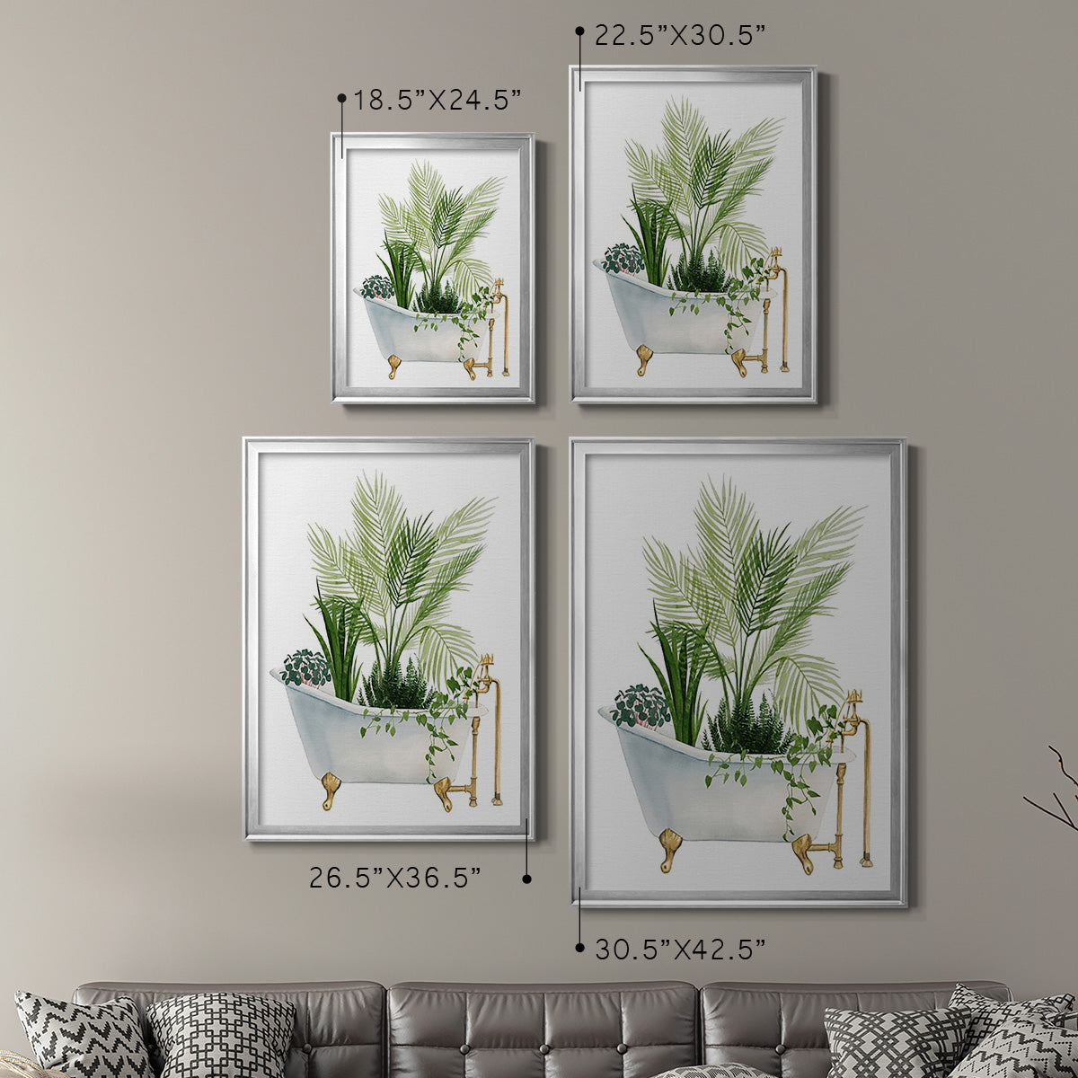 Plant Bath I - Modern Framed Canvas Print