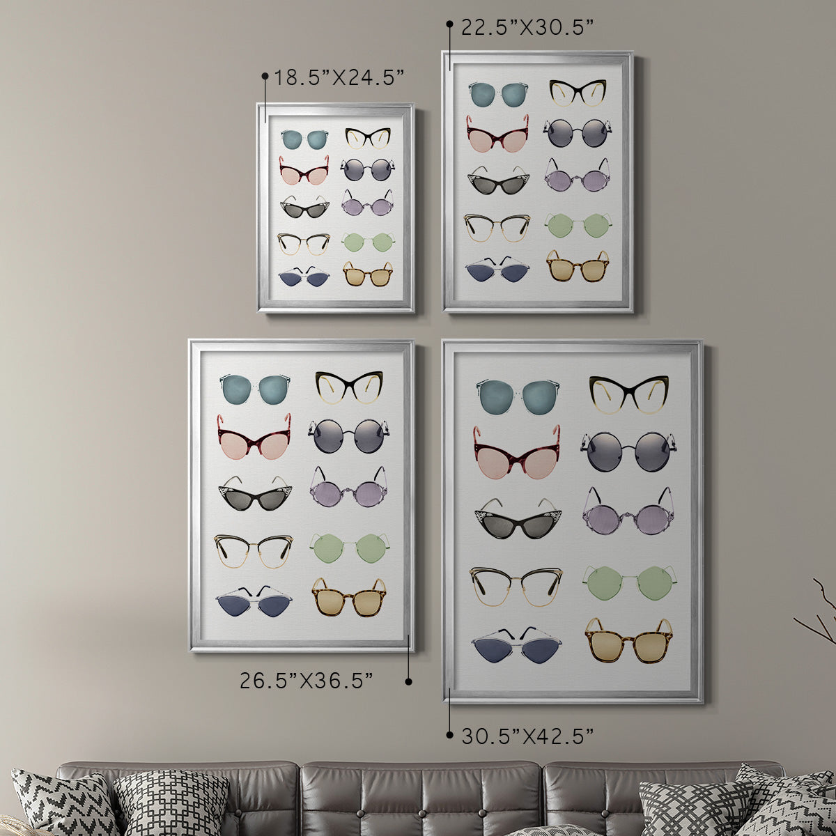 Vintage Glasses I - Modern Framed Canvas Print