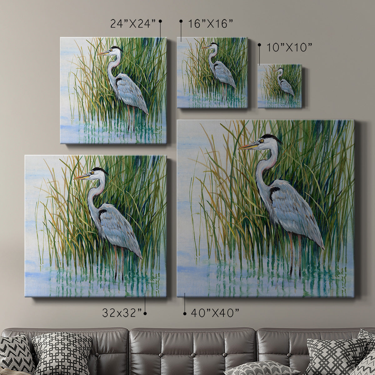 Heron in the Marsh II - Canvas Art Print