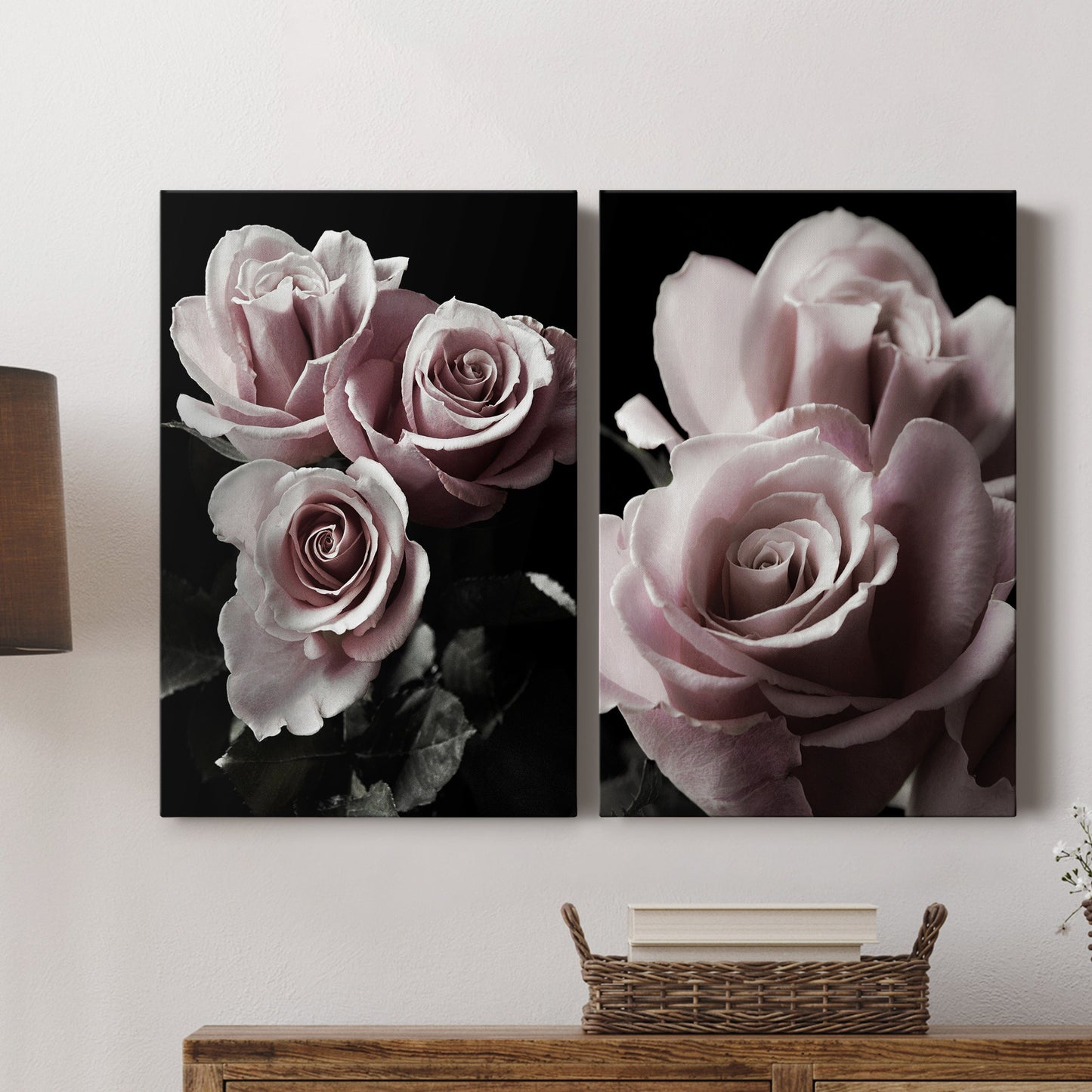 Rose Noir I Premium Gallery Wrapped Canvas - Ready to Hang - Set of 2 - 8 x 12 Each