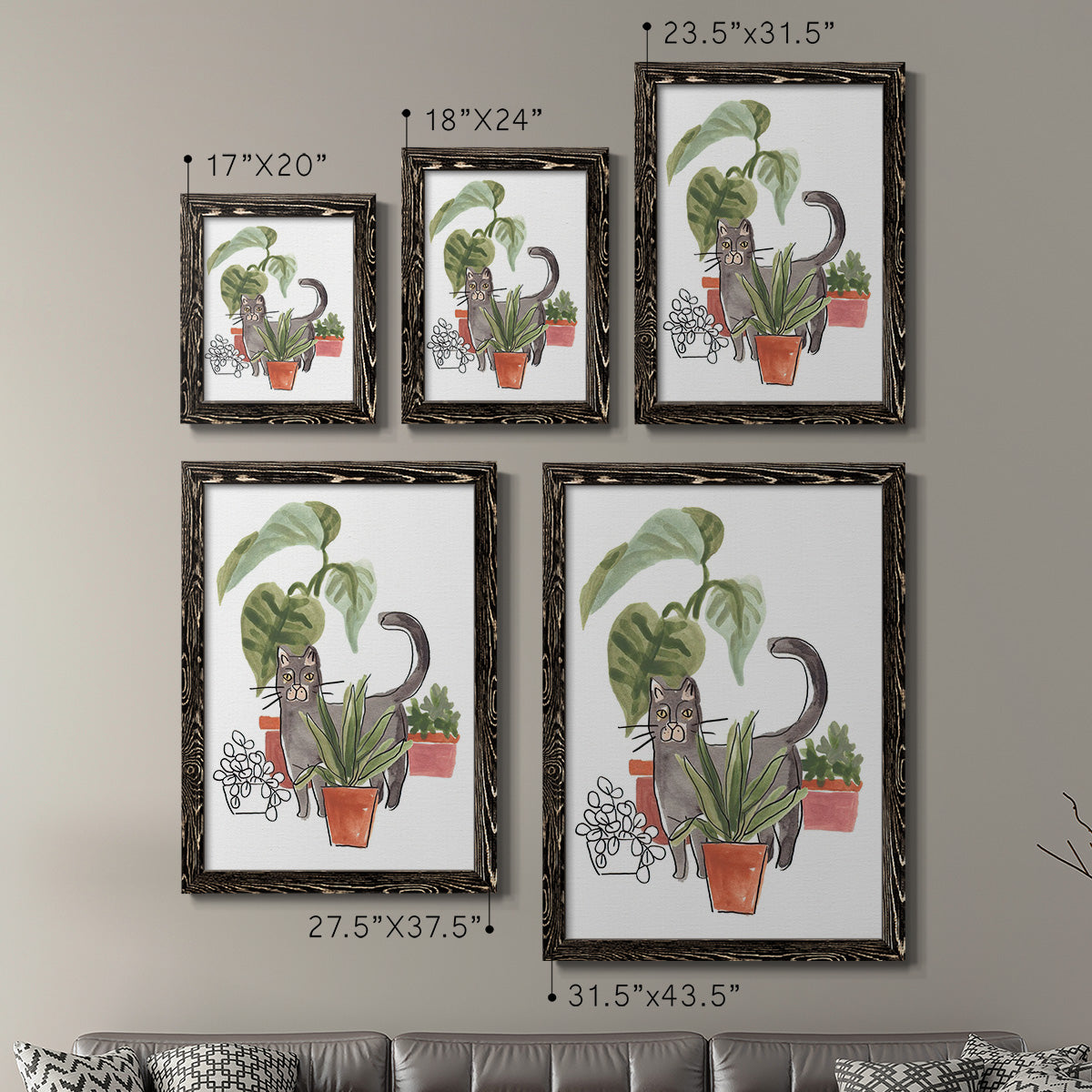 Purrfect Plants I - Premium Framed Canvas 2 Piece Set - Ready to Hang