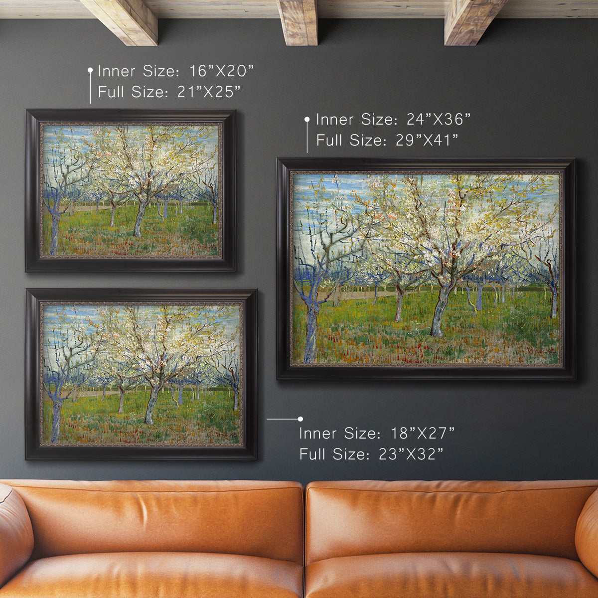 Orchard With Blossoming Apricot Trees - Ornate Framed Canvas Print