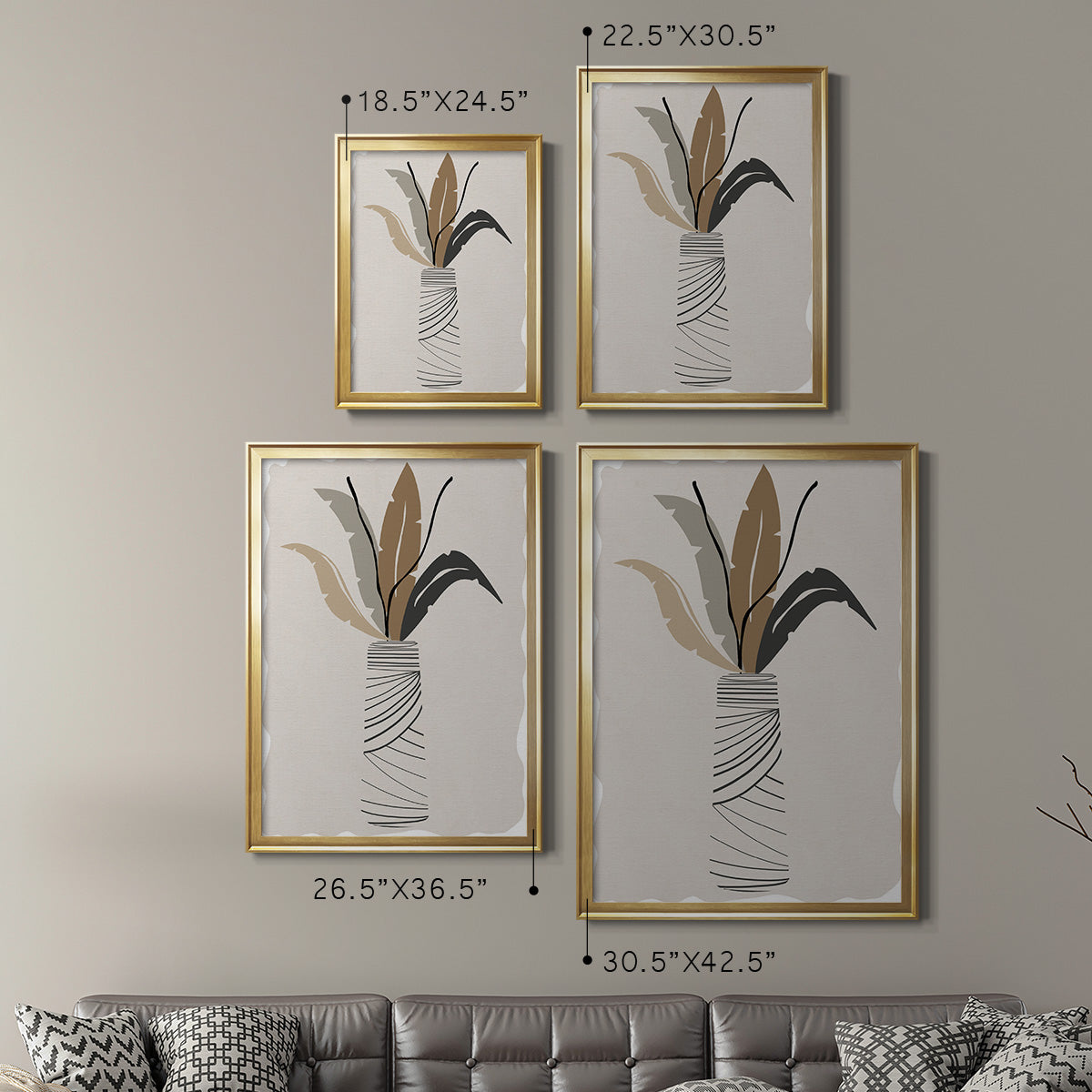 Palm Arrangement II - Modern Framed Canvas Print