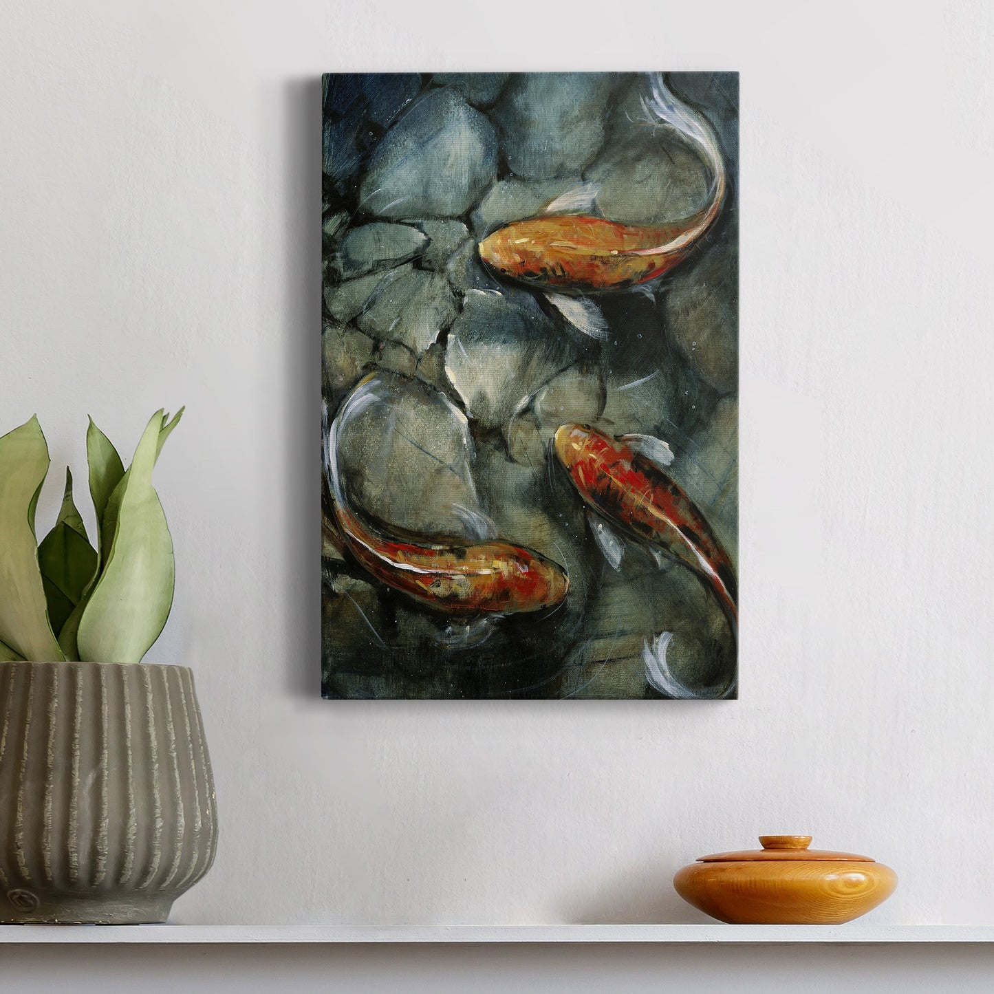 Tres Koi I Premium Gallery Wrapped Canvas - Ready to Hang