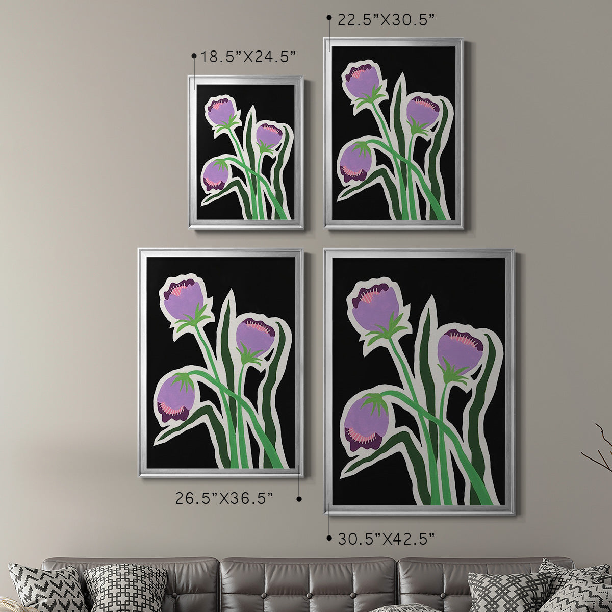 Pop Flowers II - Modern Framed Canvas Print