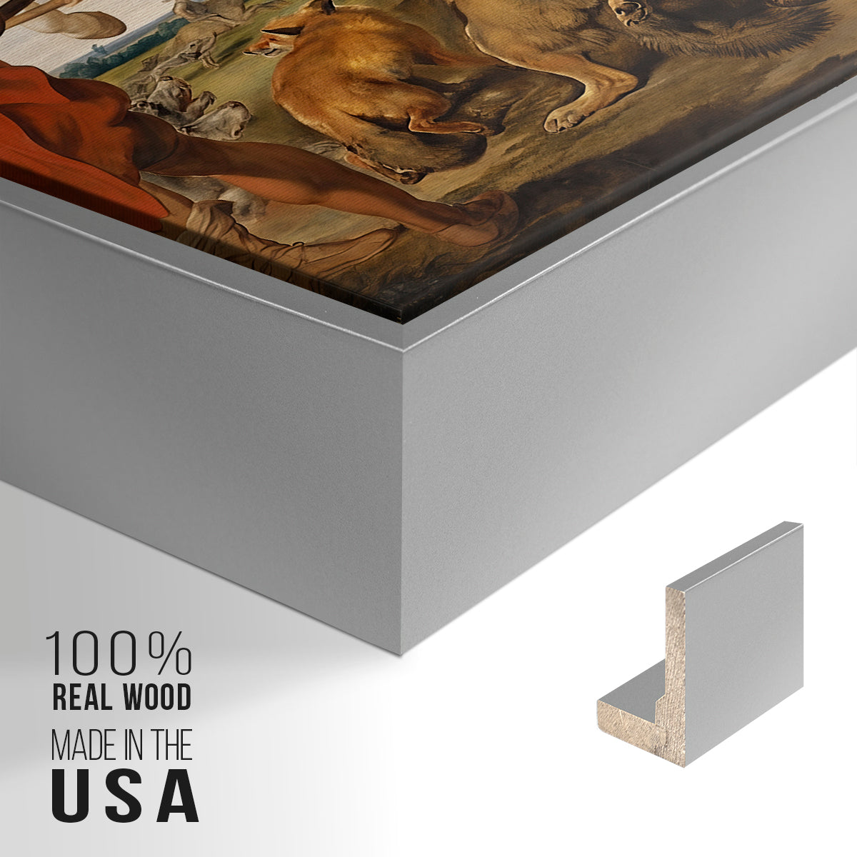 The Wolf and Fox Hunt, c. 1616 - Floater Framed Canvas Print