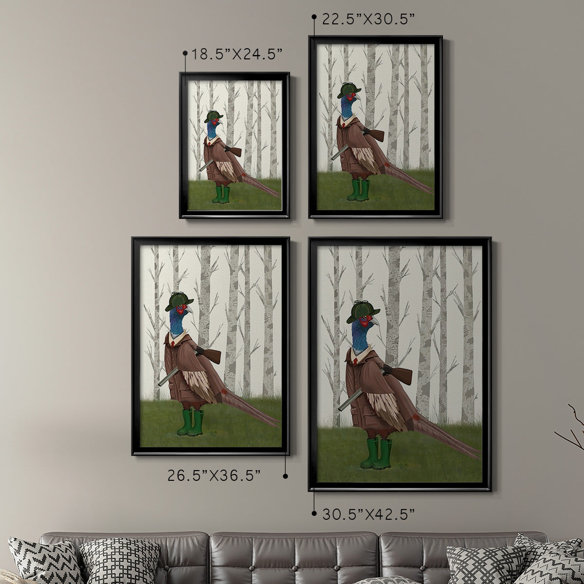 Pheasant Shooting Party 5 - Modern Framed Canvas Print