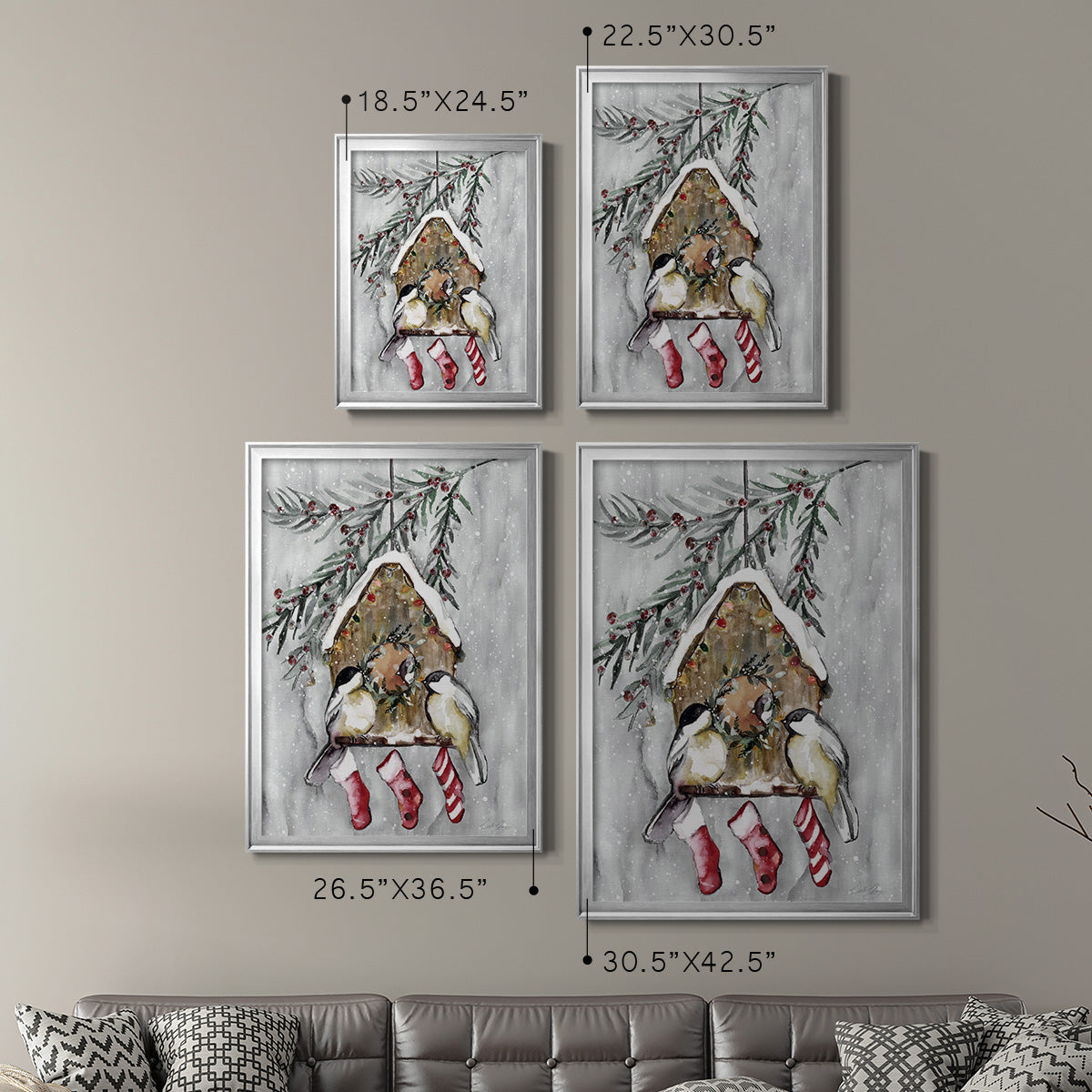 Winter Birds - Modern Framed Canvas Print