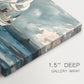 Canvas art print of a single sailboat moving across bright blue water under clear sky, highlighting texture and gallery-wrapped edges
