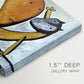 Canvas art print of an abstract cat interacting with large fish in simplified form, highlighting texture and gallery-wrapped edges
