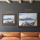 Impressionist alpine mountain landscape by John Singer Sargent in an ornate bronzed mahogany wood frame shown in multiple size options.
