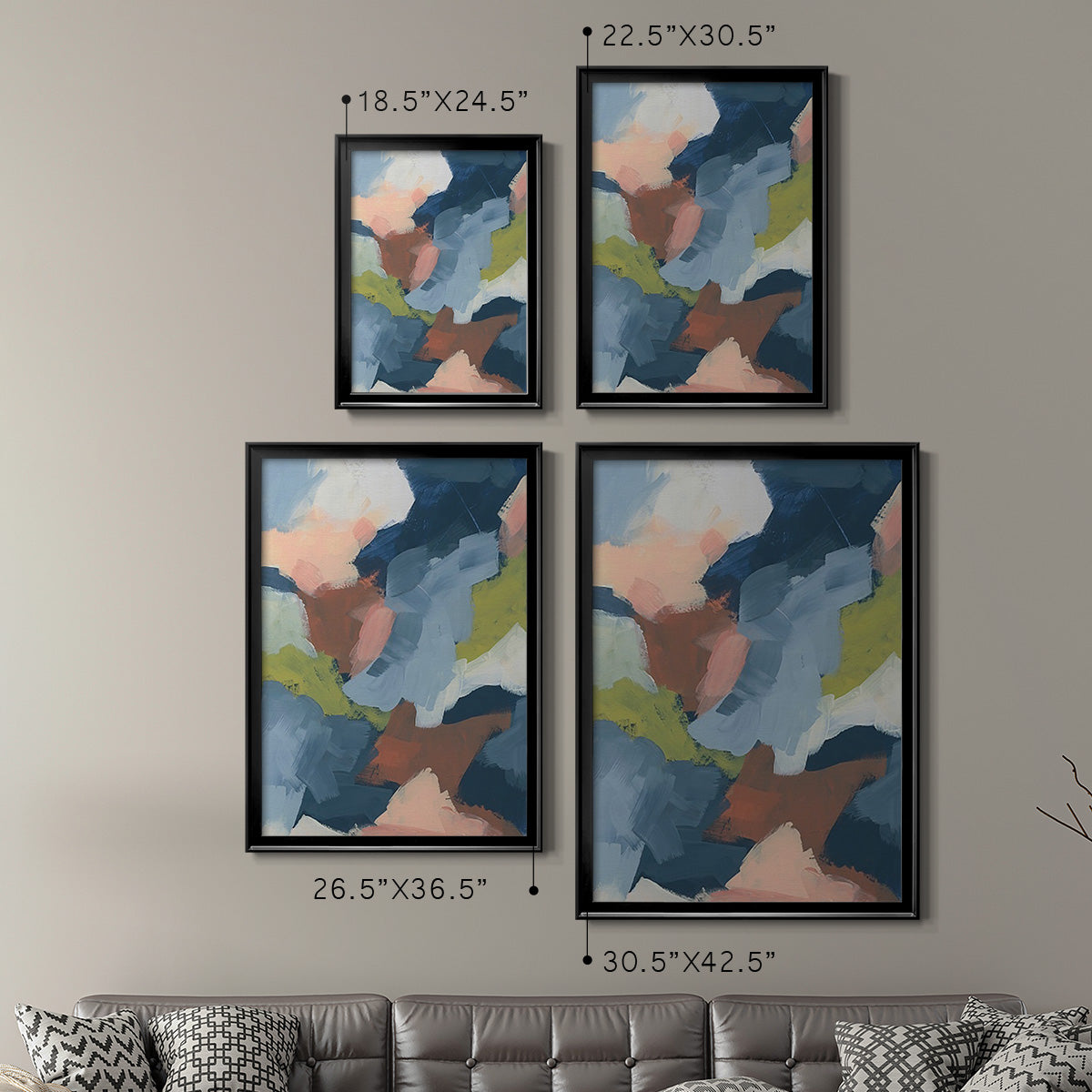 Soft Indigo Atmosphere II - Modern Framed Canvas Print