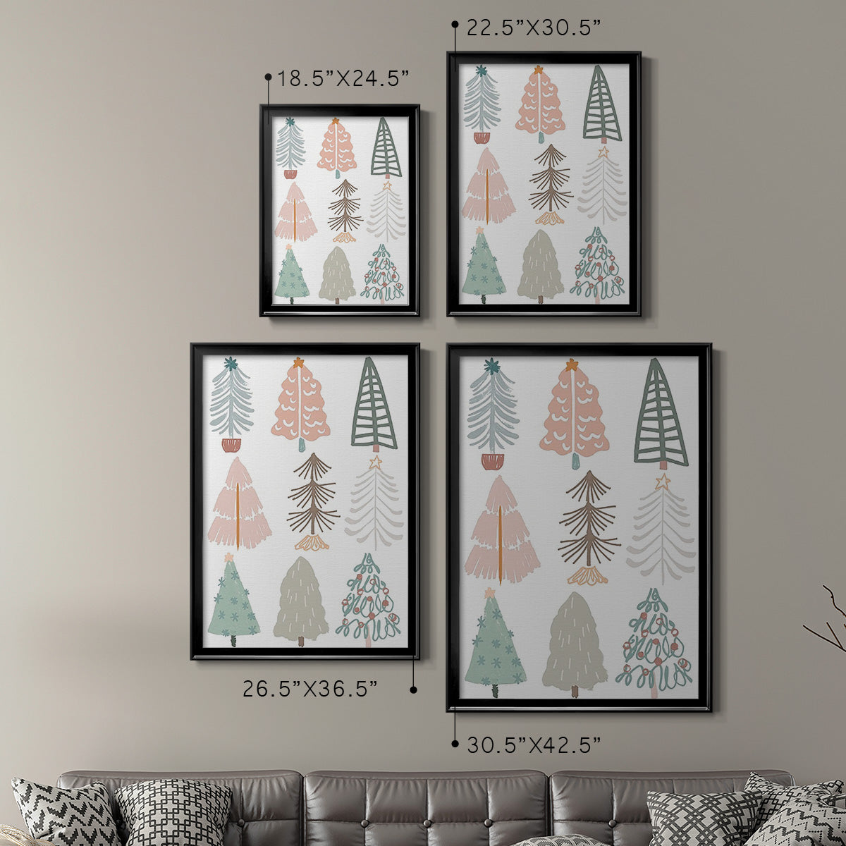 Christmas Tree Sketchbook II - Modern Framed Canvas Print