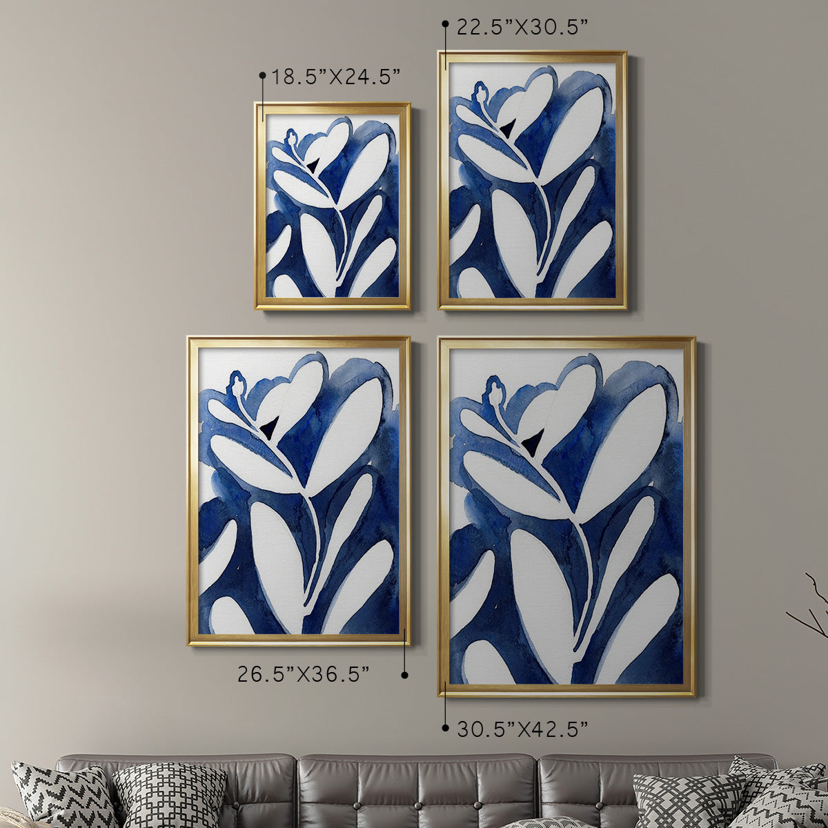 Blue Eucalyptus I - Modern Framed Canvas Print