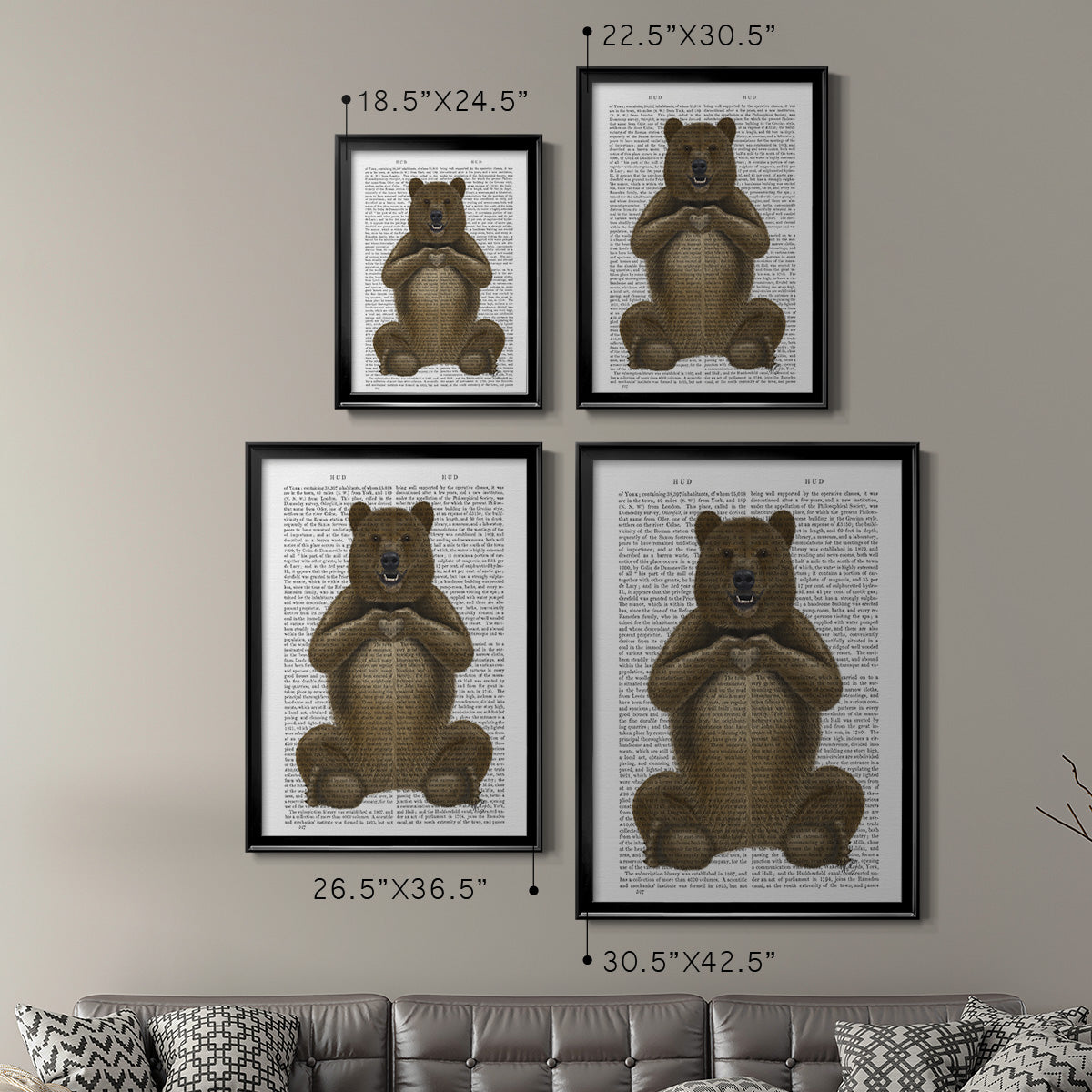 Bear and Hand Heart - Modern Framed Canvas Print