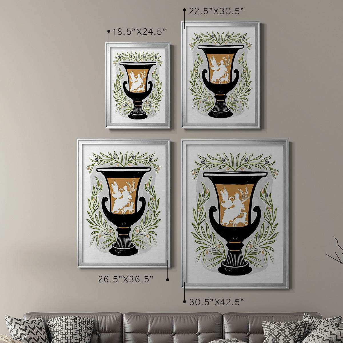 Greek Vases I - Modern Framed Canvas Print