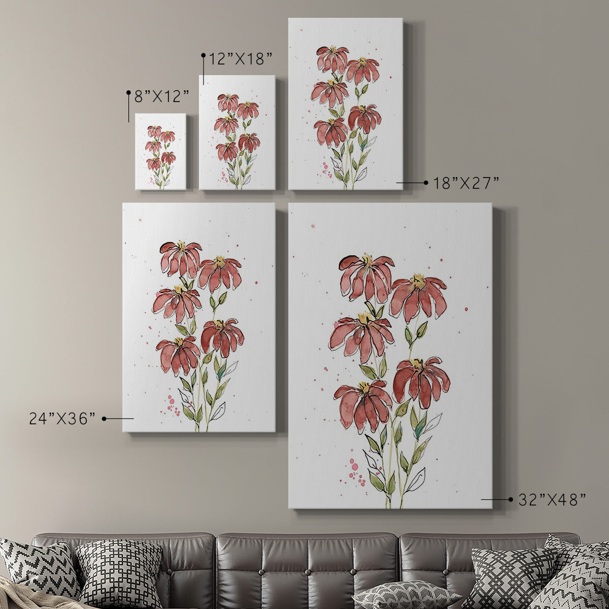 Watercolor Blooms II Premium Gallery Wrapped Canvas - Ready to Hang