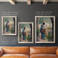 Impressionist portrait of Madame Monet sewing by Claude Monet in an ornate champagne frame shown in multiple vertical size options.