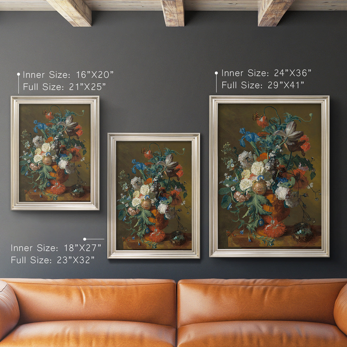 Flowers in an Urn - Ornate Framed Canvas Print